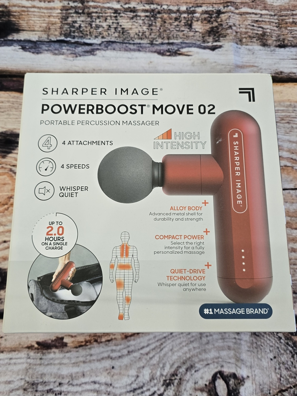 Sharper Image Red and Black PowerBoost Move 02 Portable Percussion Massager